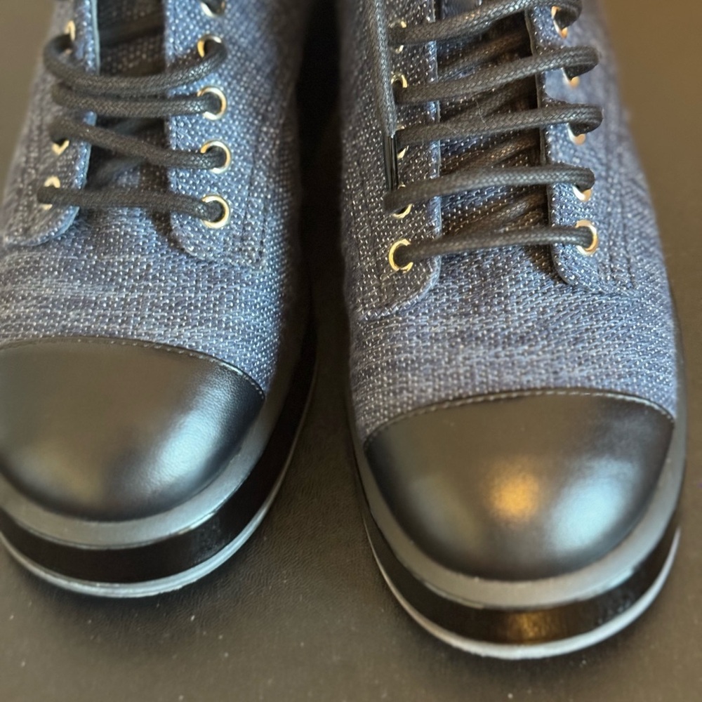 Chanel Lace Up Combat Boot Navy and Black - Picture 7 of 12